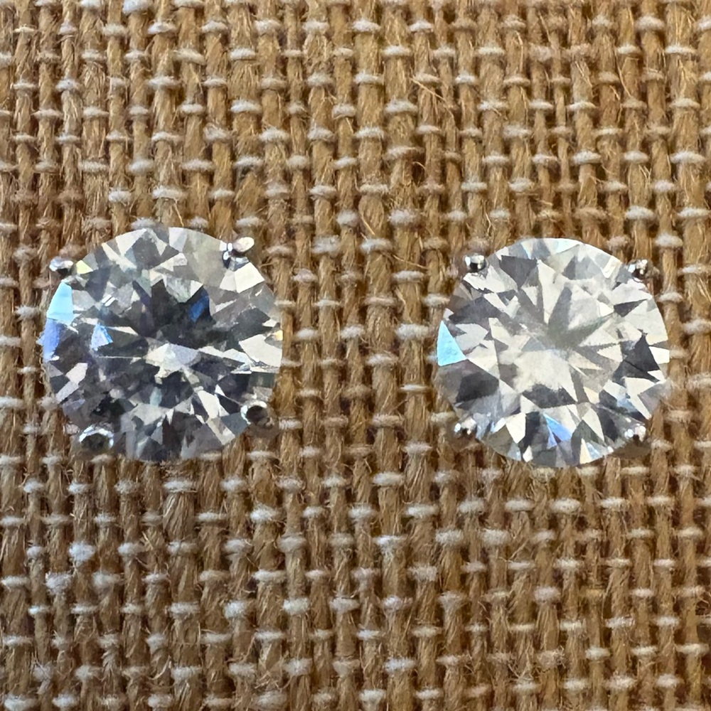 Solid Sterling Silver FOUR Carat Moissanite Earrings. $799 retail